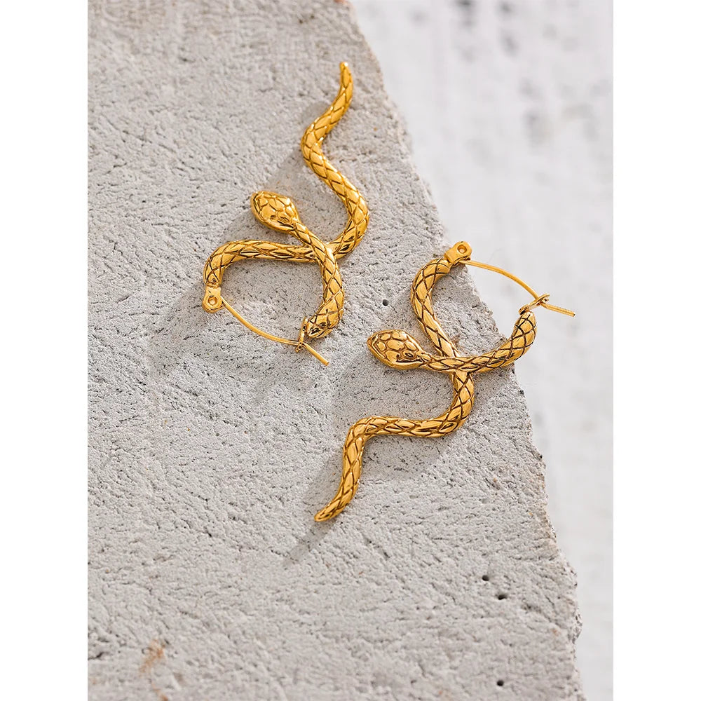 gold snake earrings unique design